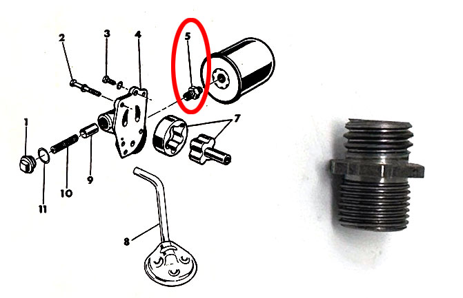 Adapter, Oil pump cover to oil filter base